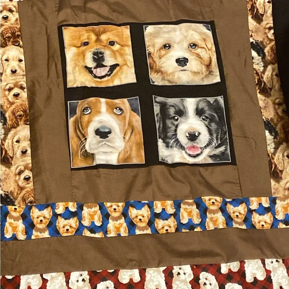 Cozy Dog-Themed Blanket - Brown and Multicolor